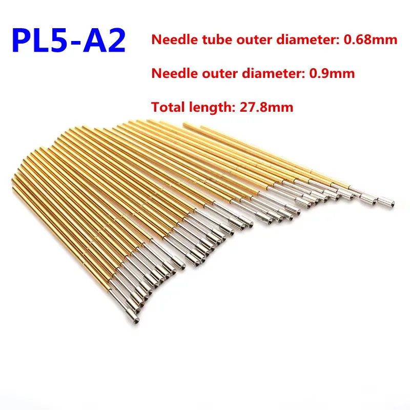 

100PCS/pack PL50-A2 Cup-shaped Spring Test Probe 0.68mm Outer Diameter 27.8mm Long PCB Pogo Pin