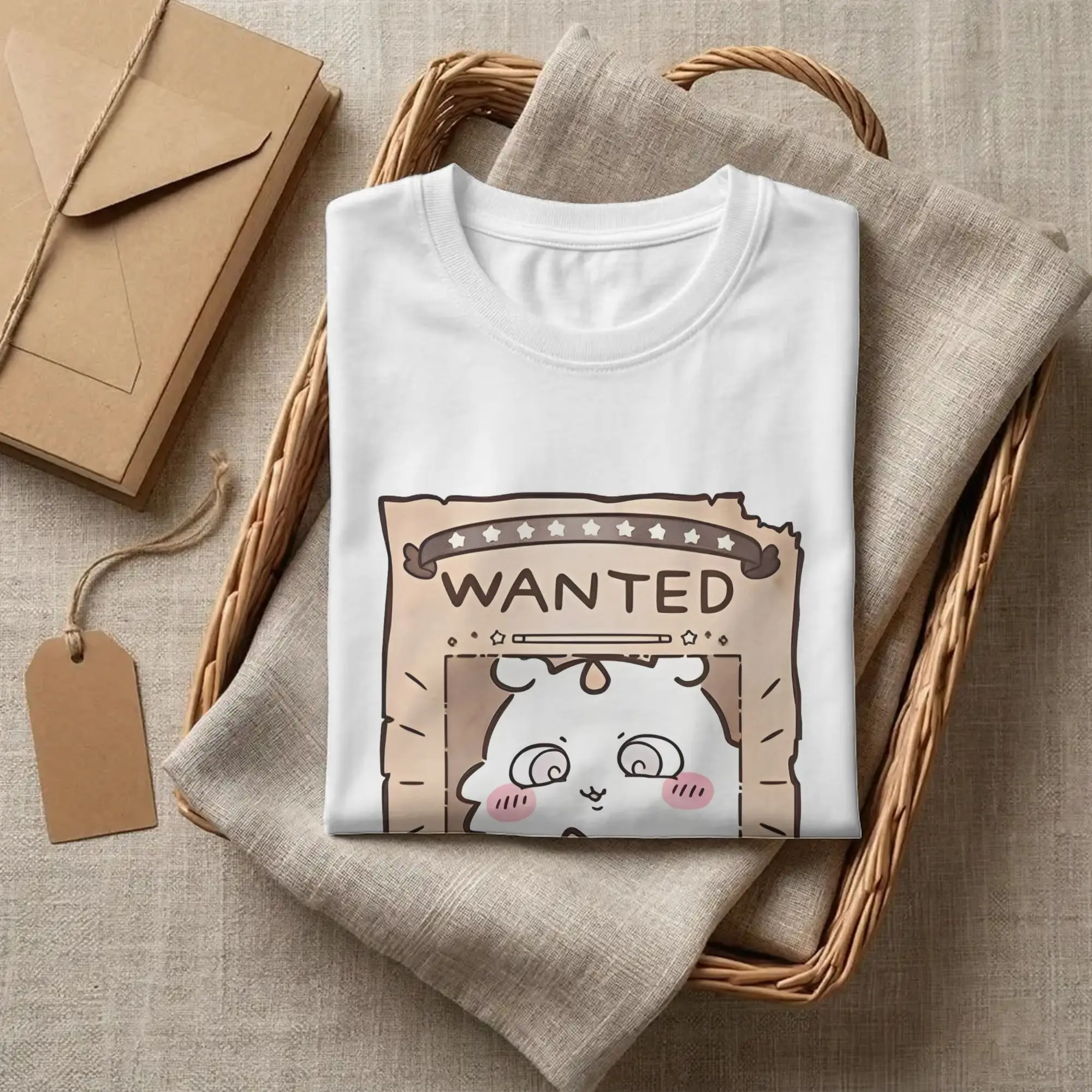 WANTED Anoko in Chiikawas T-Shirts Herren-Baumwolloberteile im Vintage-Stil mit Rundhalsausschnitt und kurzen Ärmeln – Detail 1