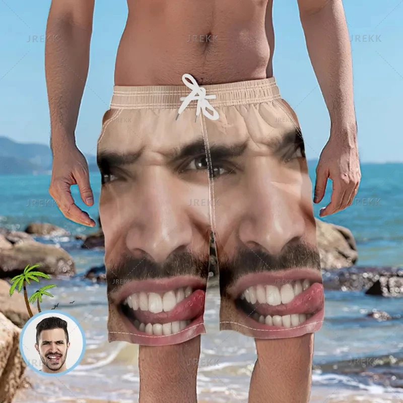 Summer Hawaiian 3D Printed Custom Pictures Seaside Vacation Beach Shorts Men PersonalizedCustomization Patterns Y2k Board Shorts