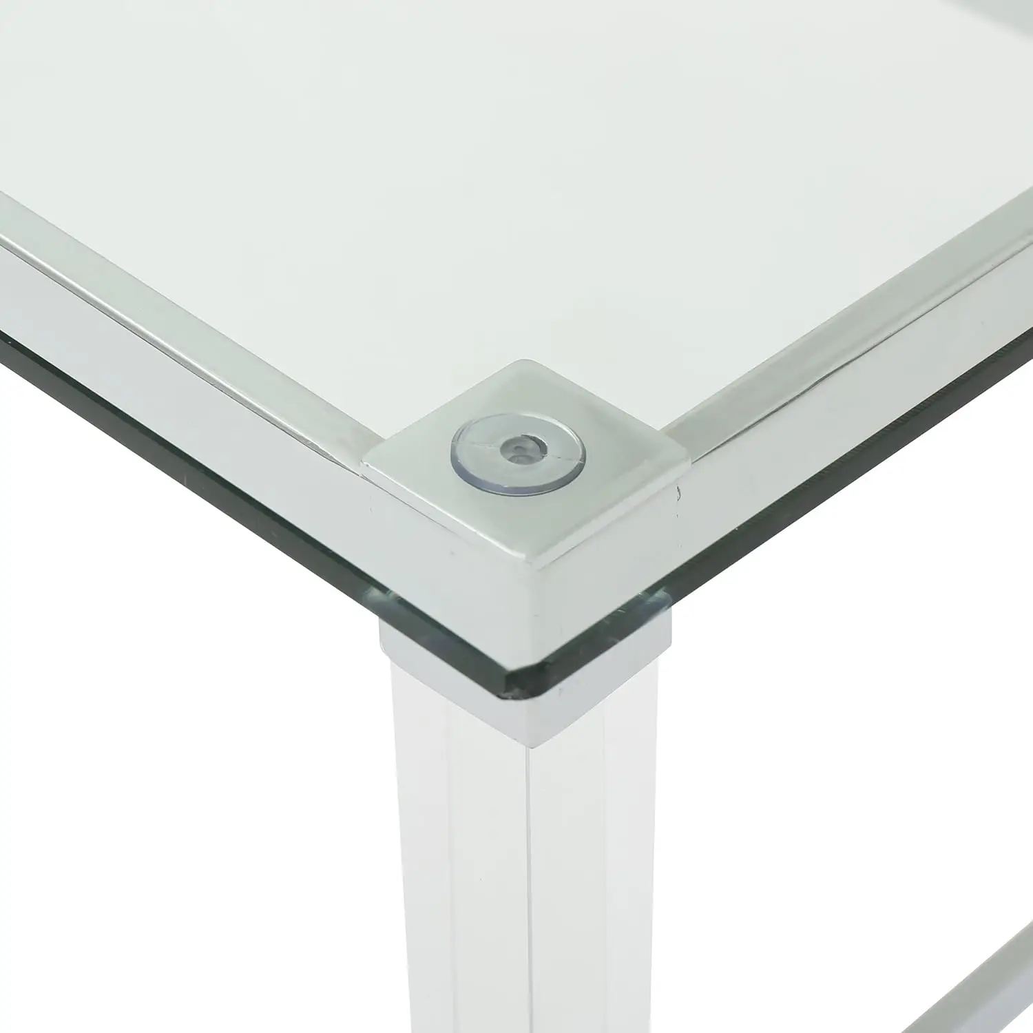 طاولة قهوة مستطيلة من الزجاج المقسى الحديث من بايلا مع لمسات أكريليك وحديد، شفافة، 26 بوصة × 48 بوصة × 18 بوصة