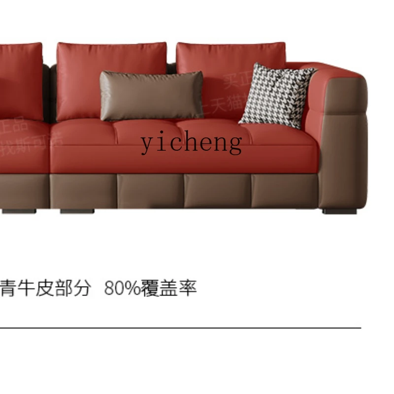 

ZF Minimalist Leather Sofa Living Room Light Luxury Small Apartment First Floor Leather Sofa