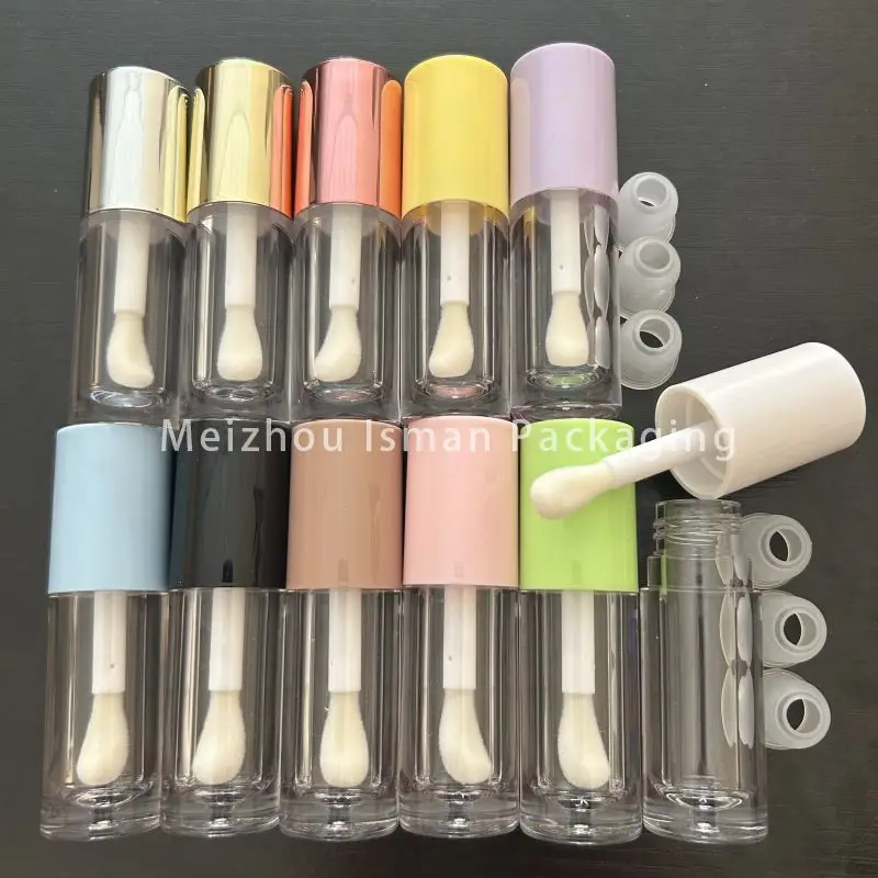 

50Pcs empty refillable rose gold sliver lipgloss bottle cosmetic makeup lip gloss packaging wand tubes with big brush 6ml