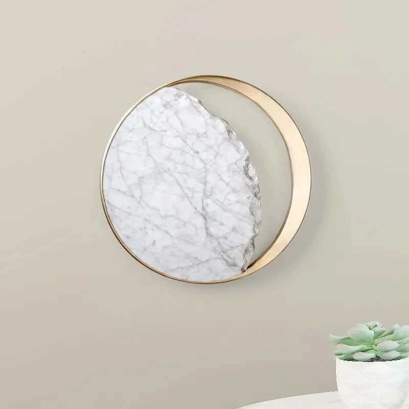 

round nordic natural marble creative home art decor wall lamp for bedroom modern living room marble lamp aisle wall light