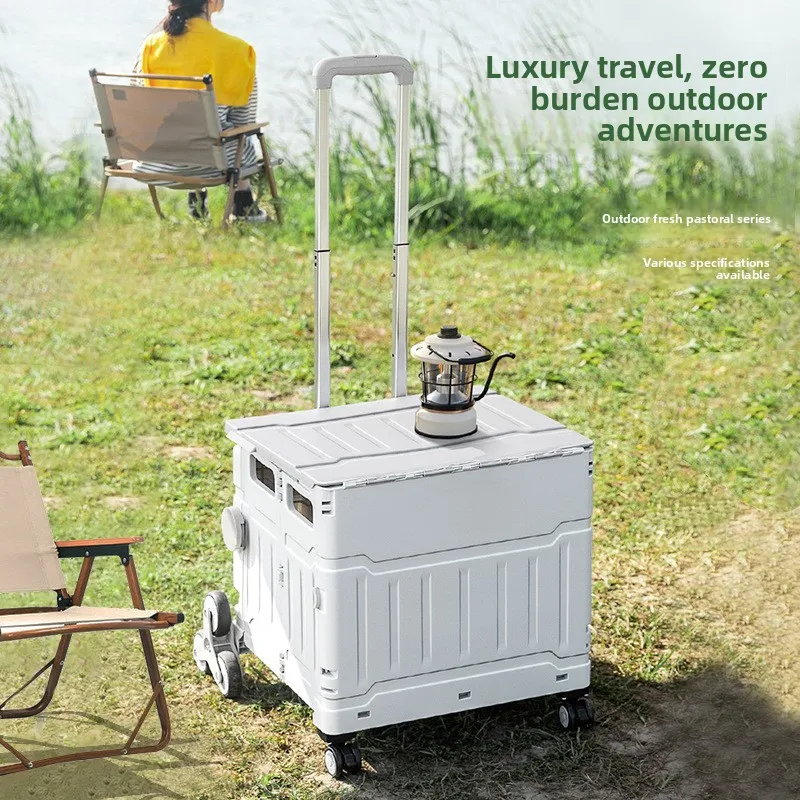 Foldable Grocery Cart Storage Box Home Outdoor Camping Beach Trolley Outdoor Camping Foldable Cart Shopping Trolley