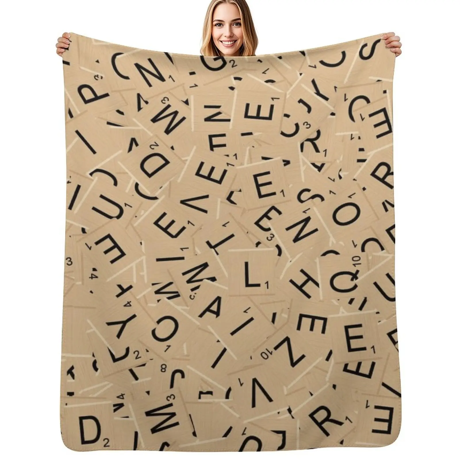 

Scrabble Tiles Throw Blanket for babies warm for winter Furry Beautifuls Blankets