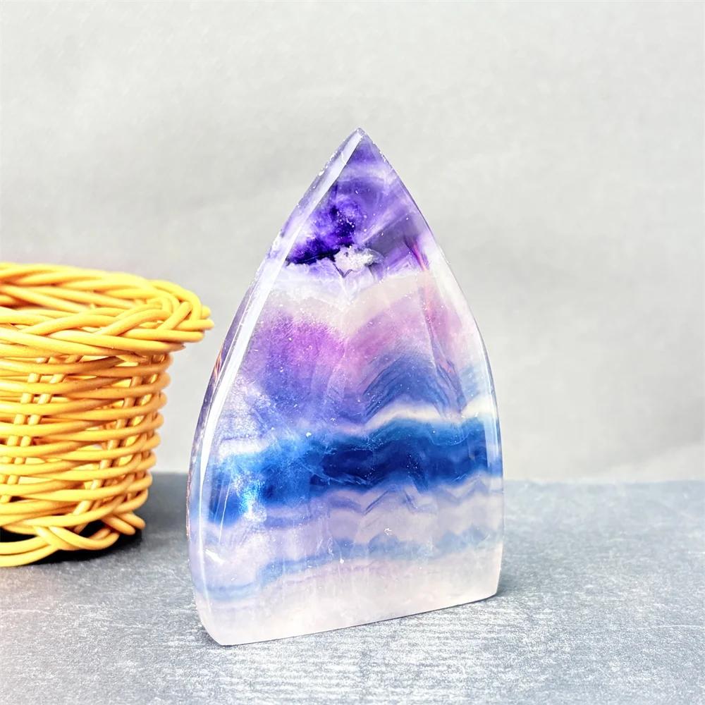 Natural Purple Fluorite Gemstone – Hand-Polished Crystal Torch Ornament For Home Decoration