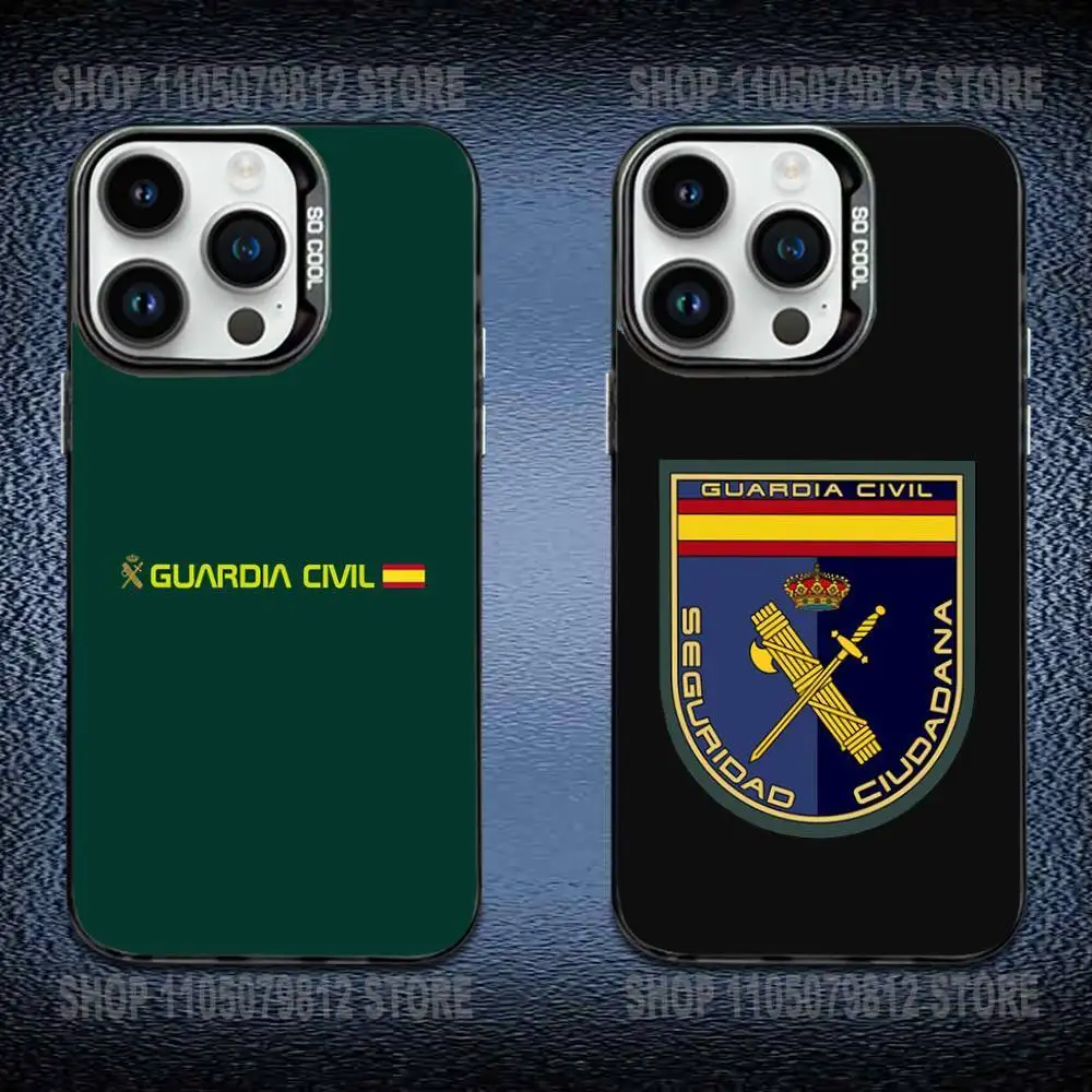 

Phone Case For iPhone 16,15,14,13,12,11,Mini,Pro,E,MAX Spanish Guard Civil Emblem Black Candy Matte Shockproof Cover