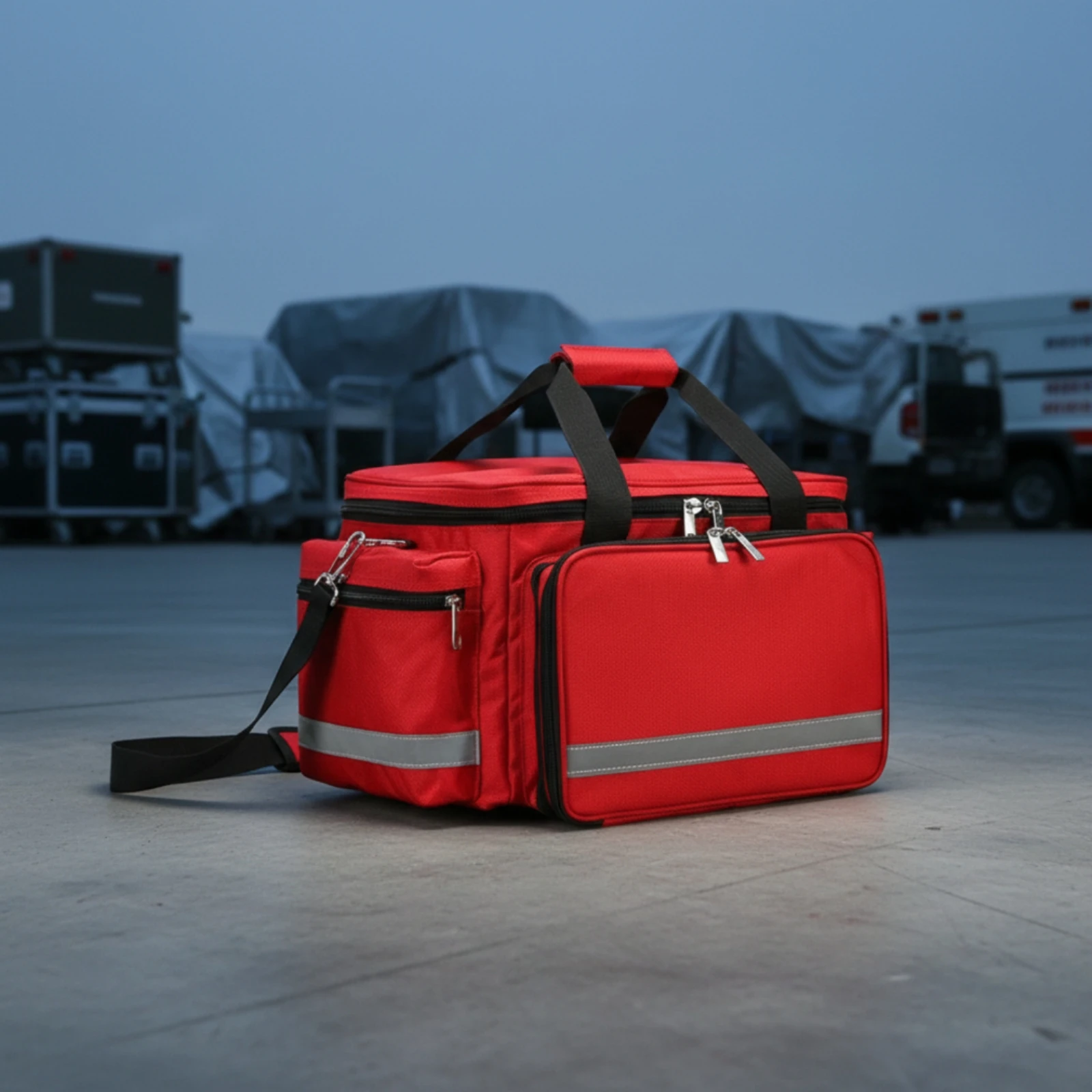 Medical Bag with Dividers Extra-Large Emergency Bag First Aid Kit with Dividers Reflective Heavy-Duty for EMTs, Vehicle Storage