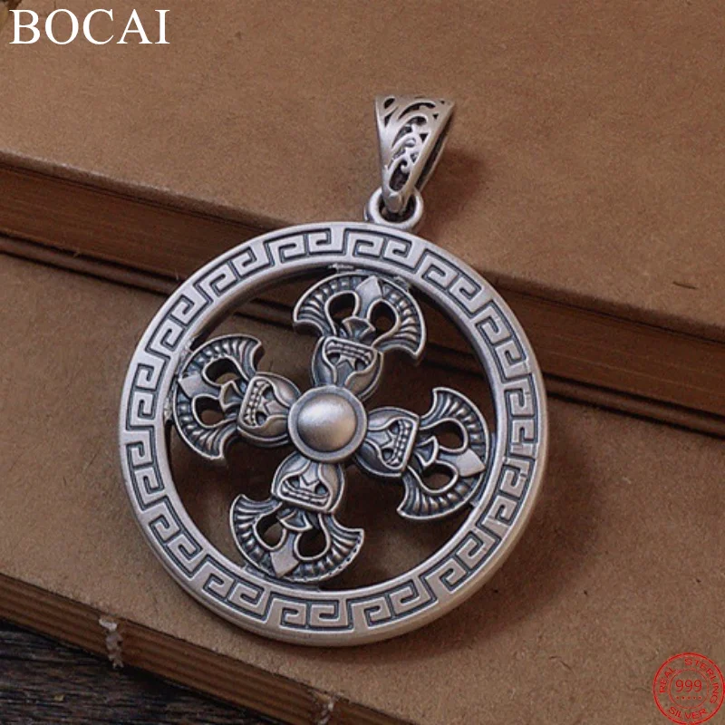 BOCAI S999 Sterling Silver Pendants for Men Women New Fashion Vajra Pestle Protection Talisman Amulet Jewelry