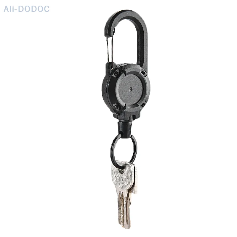 1Pc Wire Rope Sporty Retractable Key Chain Easy-To-Pull Buckle Anti-Lost High Rebound Anti-theft Metal Easy-To-Pull Buckle Ring