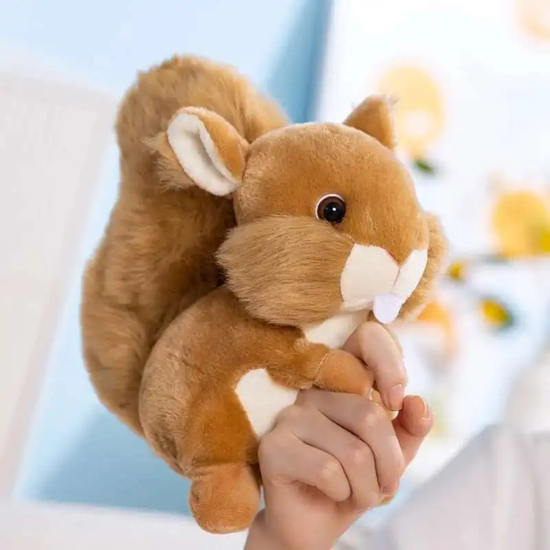 22cm Urocza Realistyczna Pluszowa Wiewiórka Symulacja Futrzane Włosy Duży Ogon Parasolka Pluszowa Wiewiórka Maskotka Prezent dla Dzieci