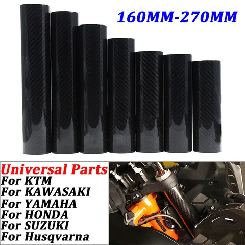 범용 160mm 178mm 202mm 225mm 248mm 탄소 섬유 프론트 포크 가드 랩 커버 대부분의 모토 크로스 먼지 자전거 오토바이 부품