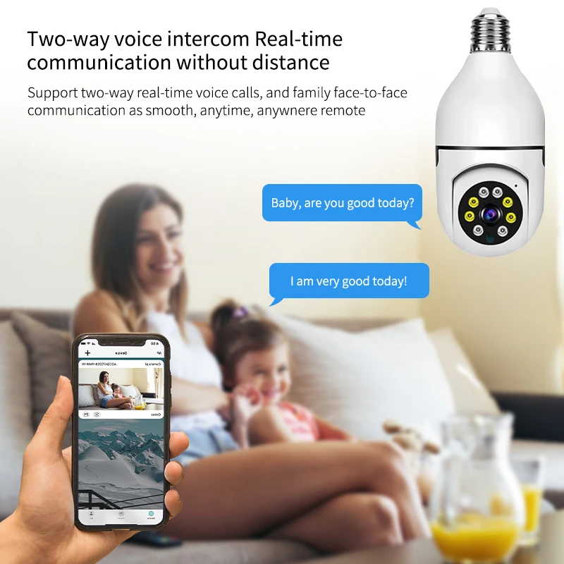 3MP Bulb Camera WiFi Indoor Video Surveillance 1080P Home Security Monitor Full Color Night Vision Auto Tracking Carecam Pro New