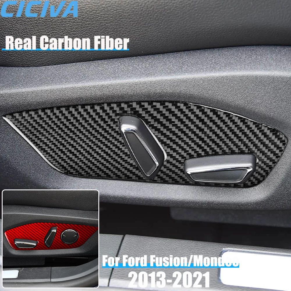 

Настоящее углеродное волокно, автомобильные аксессуары, регулировка сиденья, декоративная накладка, мягкая наклейка для Ford Fusion/Mondeo 4-го поколения 2013-2021