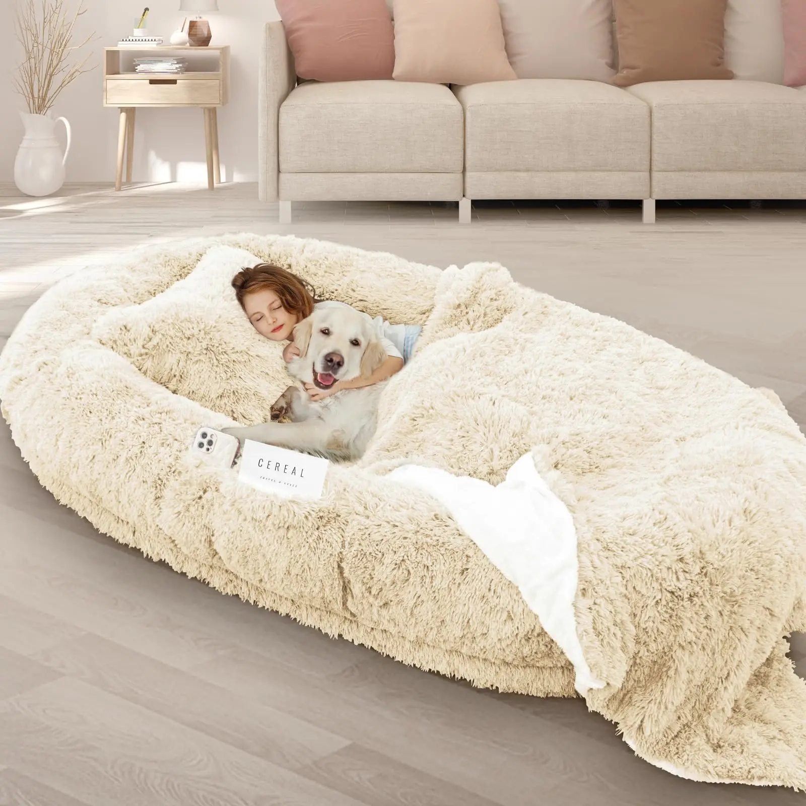 ROOC Human Dog Bed, 71''x45''x12'' Size Fits Adult and Pet Washable Giant People Bed 10 CM Thick Memory Foam Large