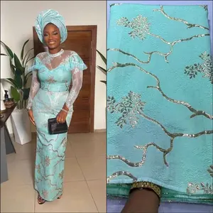 Tecido De Renda De Tule Africano, Brocado Nigeriano De Cetim, Renda Jacquard Dourada, Vestido De Festa De Casamento De Costura, Pano Das Mulheres, PL194, 2023 8 principais vendas tecido seda cetim - №7