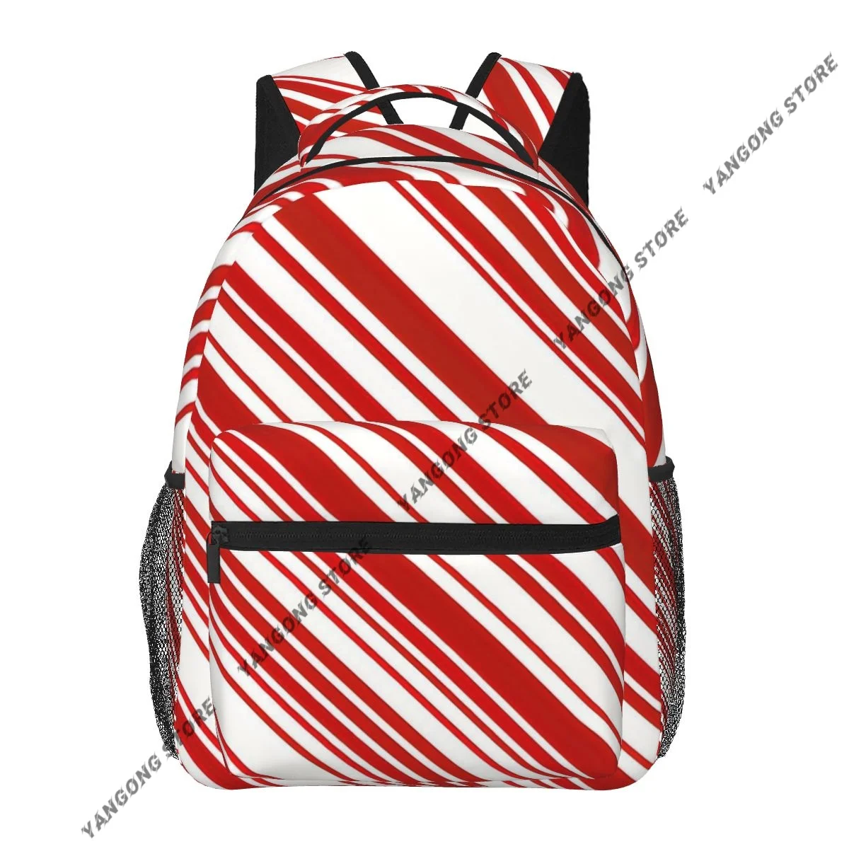 Backpack Casual Travel Bag Christmas Red Stripes Candy Cane School Bag Fashion Shoulder Bag For Teenage Girl Bagpack