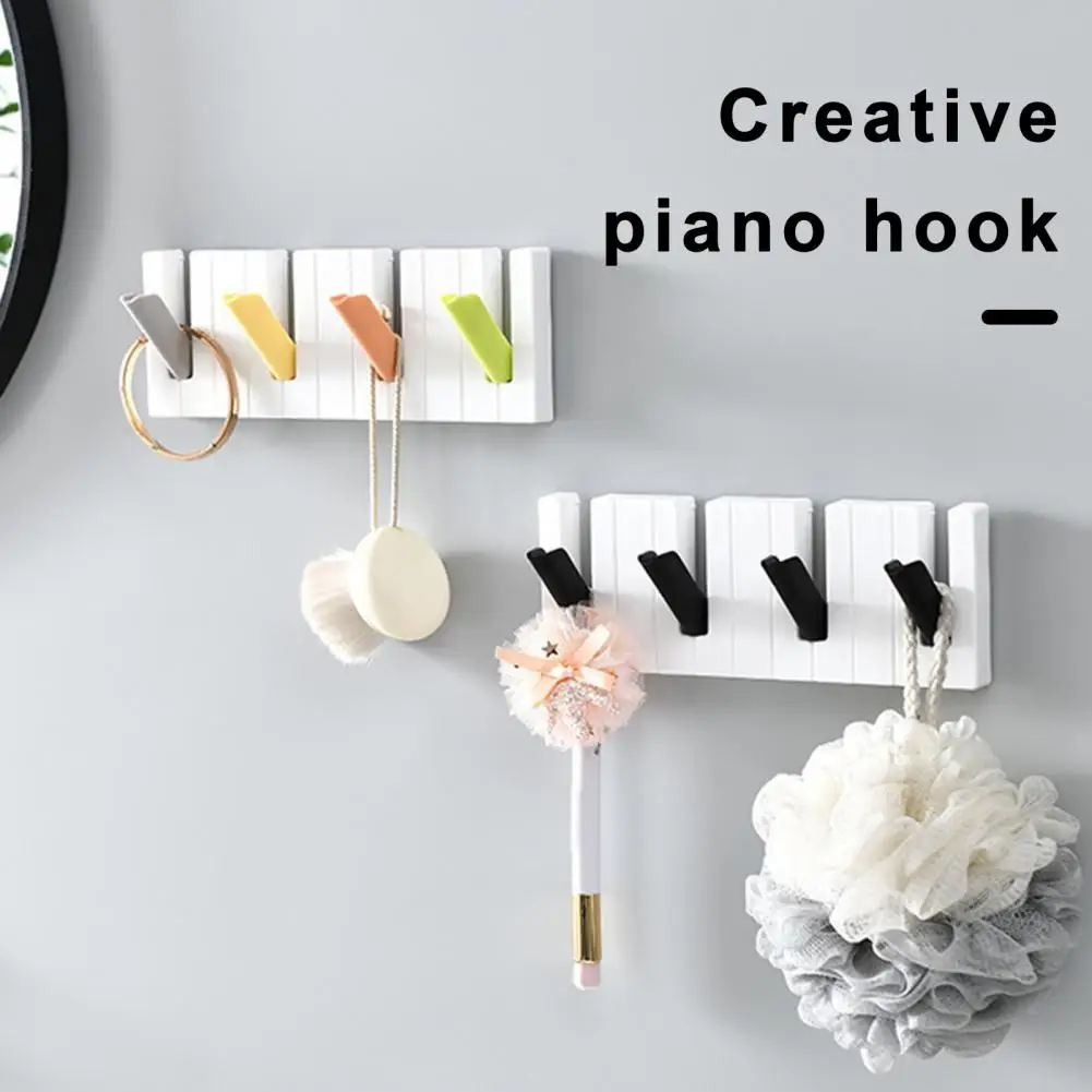 Wall Hook Piano Shape Storage Hook 45 Degree Foldable Hanging Hook for Clothes Hats Bags Keys Towels