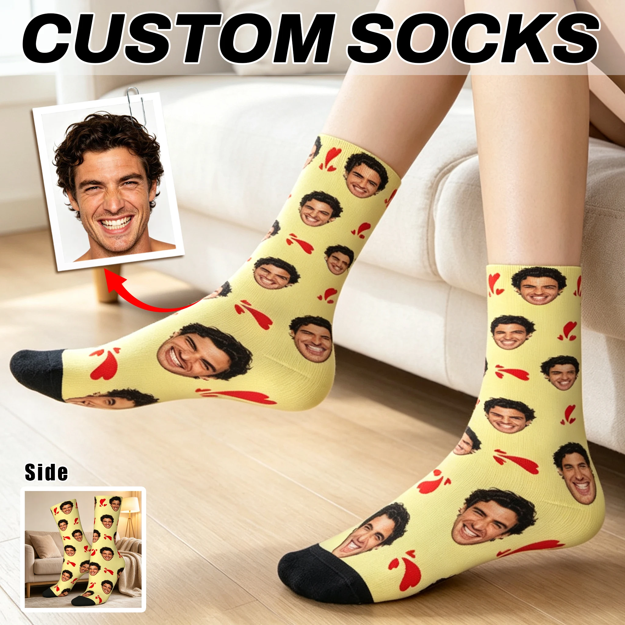 Chaussettes personnalisées originales avec photo DIY, chaussettes amusantes et originales pour hommes, cadeau de Noël, anniversaire, fête