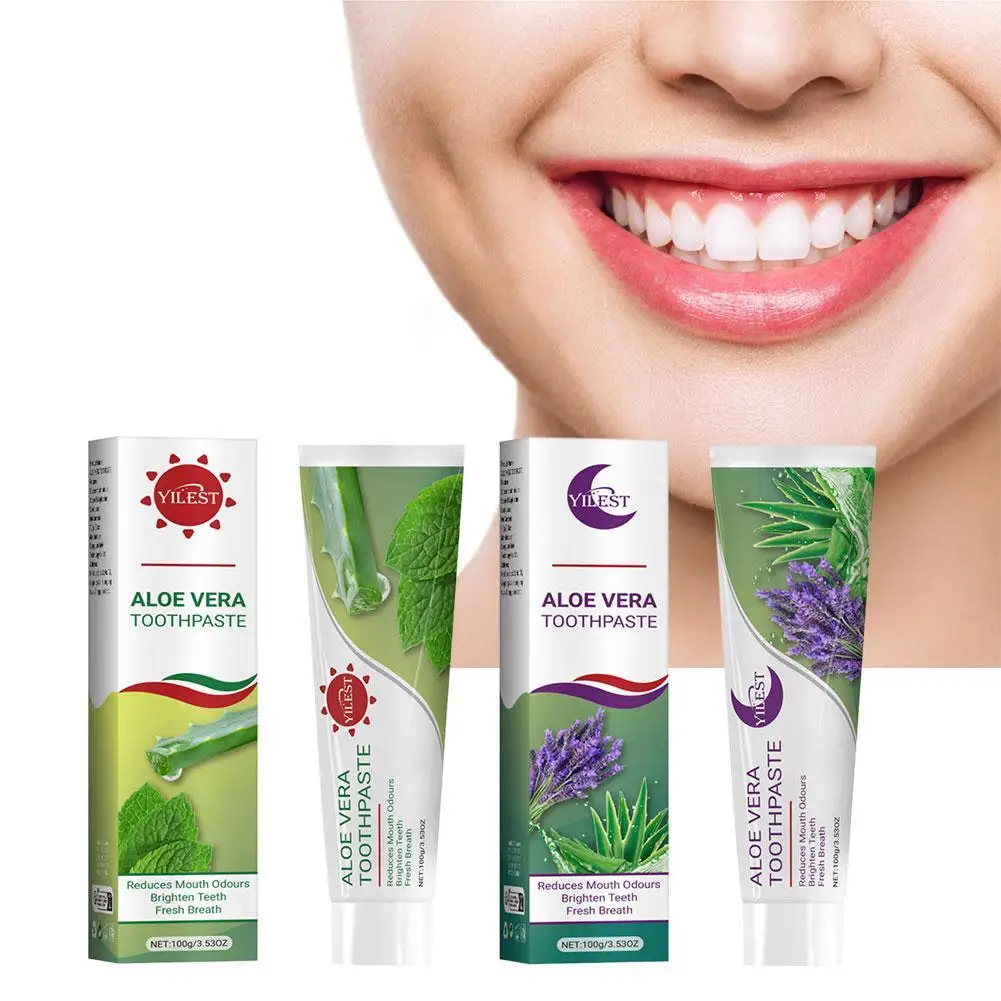 Lavanda Aloe creme dental, remoção de mancha, branco brilhante, respiração clara, 100g, novo