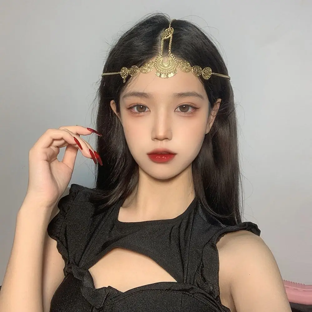 

Girl Crown Headdress Bridal Hair Accessories Ancient Style Exotic Head Chain Forehead Chain Metal Headband Bohemian Jewelry