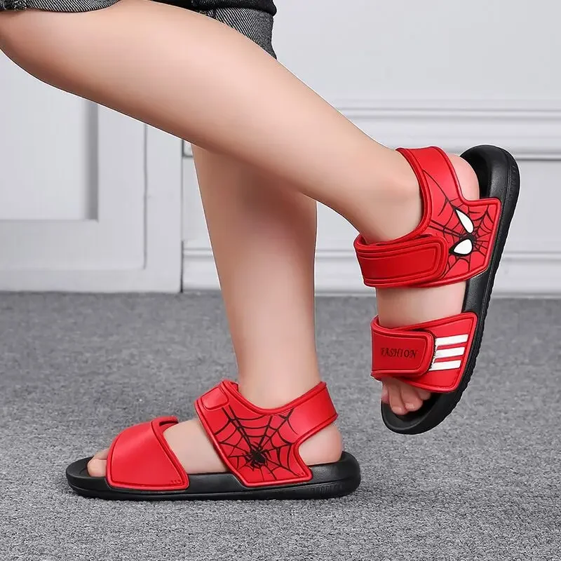 Sandales d\'été pour bébés garçons, chaussures de plage non ald Spider Man, pantoufles respirantes et imperméables pour enfants