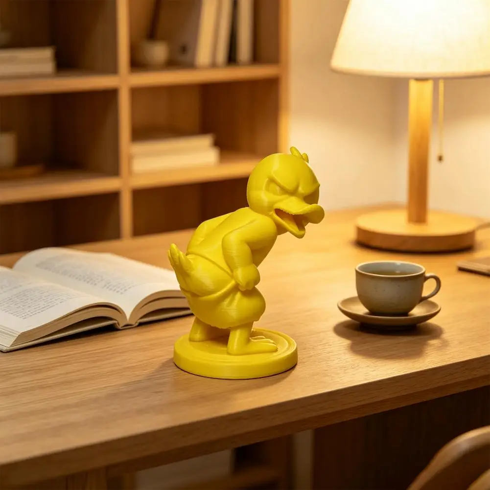 Desktop Ornament 3D Printed Duck Statue Funny Desk Ornament Mini Yellow & White Cute Figurine for Office Desk Decor Gift for Cow