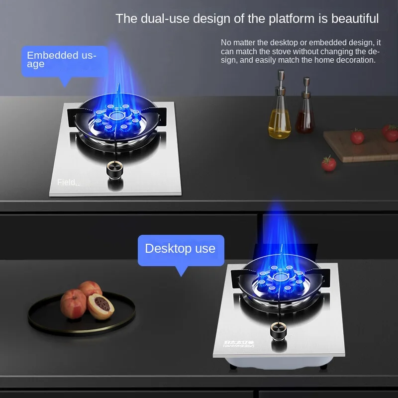 Leistungs starkes Einbrenner-Gaskochfeld für den Hausgebrauch mit 5,2 kW intensiver Flamme und Edelstahl JZY-DA5Y
