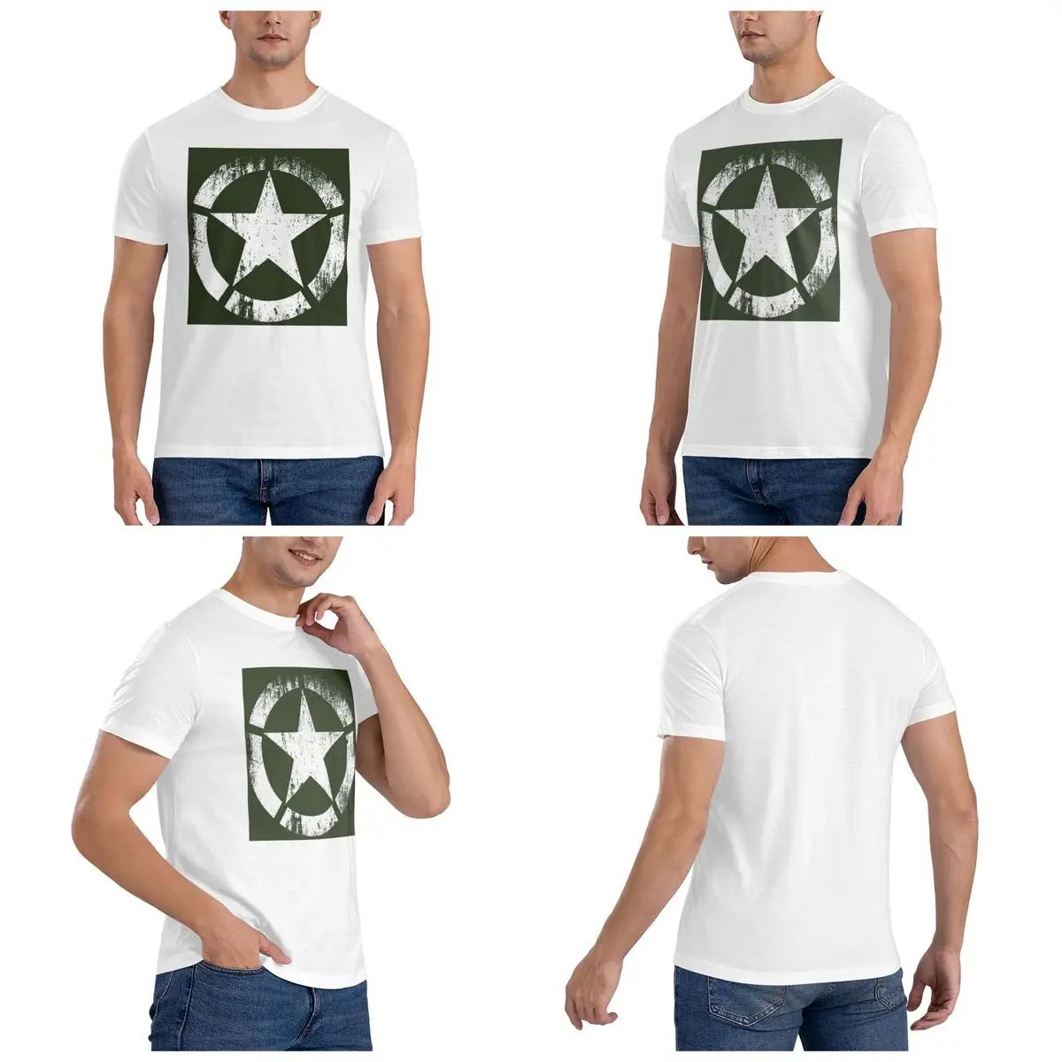 100% القطن أمريكا الجيش العسكري ستار تي شيرت الرجال الموضة المتضخم تي شيرت الرجال س الرقبة قمصان صيفية بلايز S-6XL