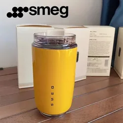 Original SMEG  Hot Coffee Insulated Stainless Steel Thermal Glass Mug Sport Bottle with Compartment Water White Thermos