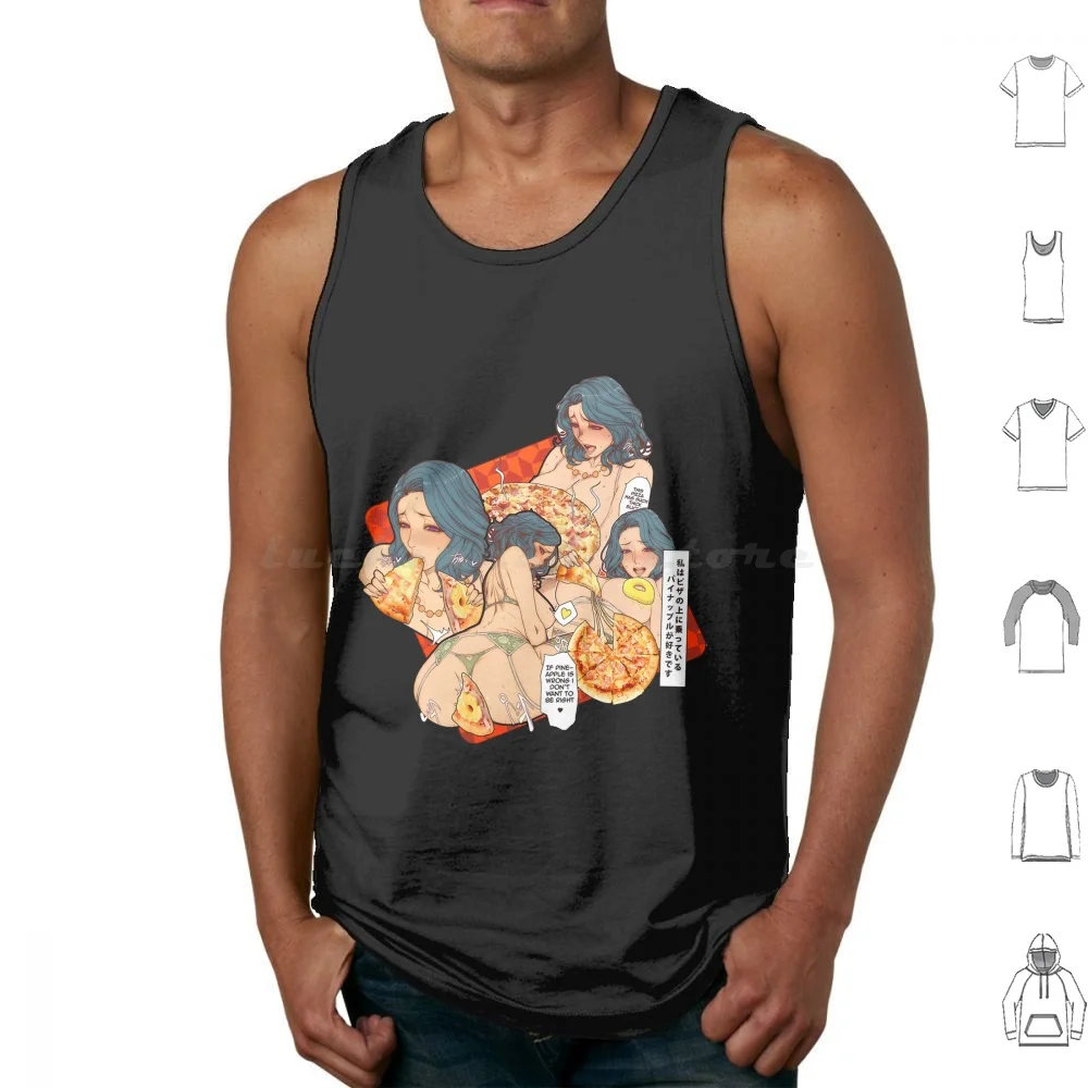 Not Pine-But Pizza Hentaii Tank Tops Print Cotton Hentai Manga Comic Doujin Doujinshi Lewd Oppai S0me Waifu Sexy