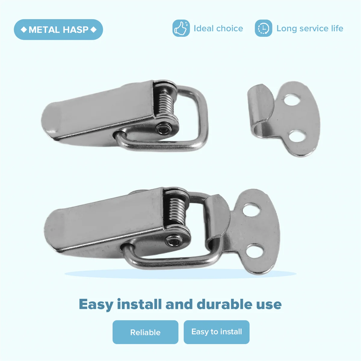 ABLG & Cabinet Silver Tone Spring Loaded Toggle Switch Hasp 4 pcs