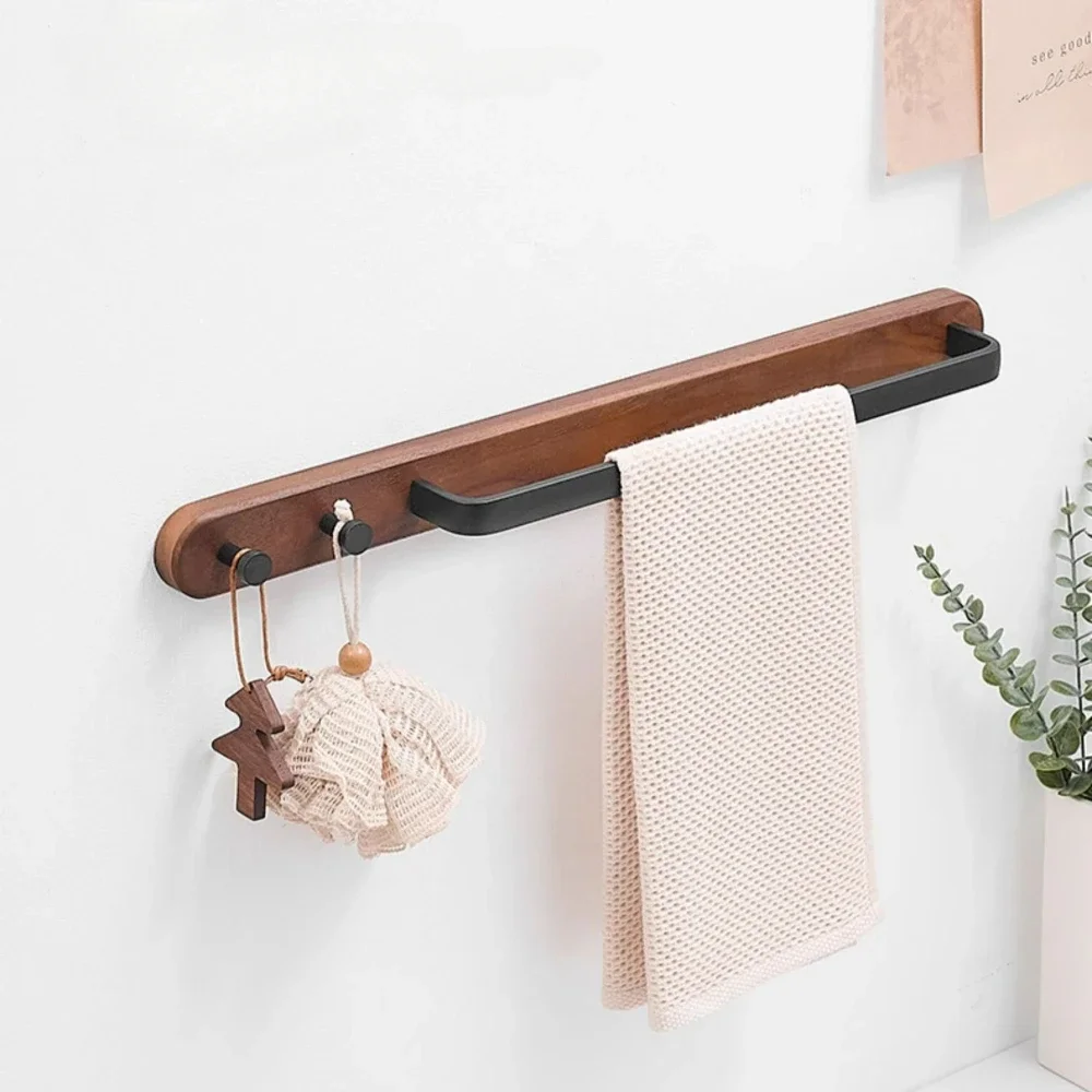 

wood Towel rack ，no punch bathroom shelf，towel hangers for bathroom，towel rail for toilets，towel holder,Towel Bar with Metal Rod