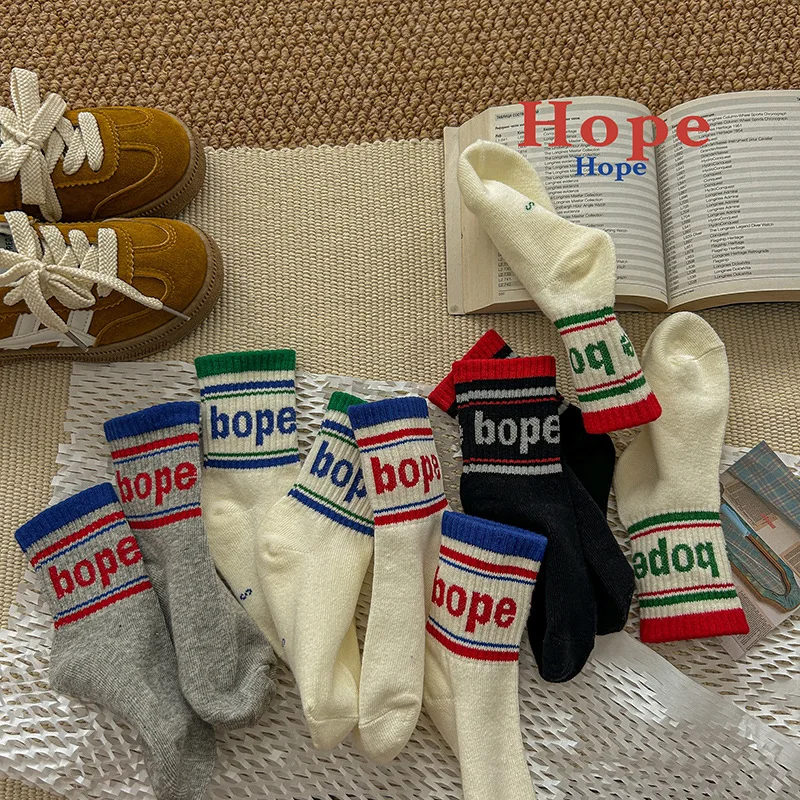 

Girl Socks Autumn Winter Cotton Korean Version Letter Boys and Girls Casual Одежда Для Новорождëных ملابس اطفال زارا