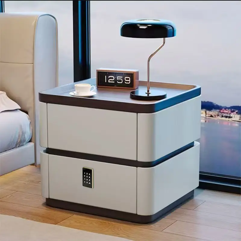 

%&2024 New Design Modern Simple Luxury Cream Style Bedside Table Full Solid Wood for Small Master Bedroom or Living Room