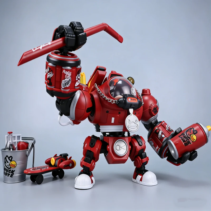 B.Duck Hiphop Duck 21 cm Mecha Model Kit Coke Thema Anime Action Figure Met Water Decals Eenvoudige Montage Speelgoed Desktop Ornament Gift