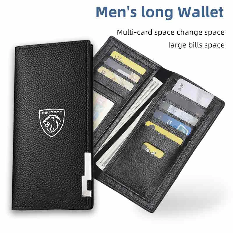 الرجال محفظة طويلة حقيبة صغيرة جلدية حقيبة يد الأعمال حامل بطاقة عملة جيب لبيجو 206 307 308 3008 207 208 508 2008 5008