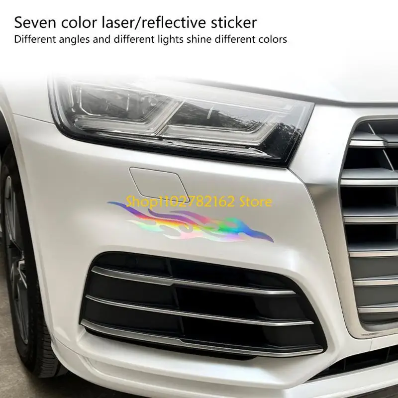 547B 1 زوج مانعة لتسرب الماء فريدة من نوعها لهب ملصقات عاكسة الشارات لتغطية خدش السيارة وتخصيص السيارة الخارجي #5