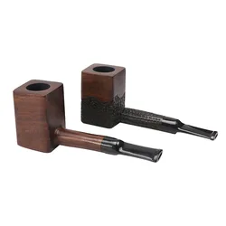 Classic Long Ebony Wood Solid Churchwarden Wooden Bent Smoking Pipe Tobacco Pipe Smoke Tube Fit For 3mm Filters Gift For Father