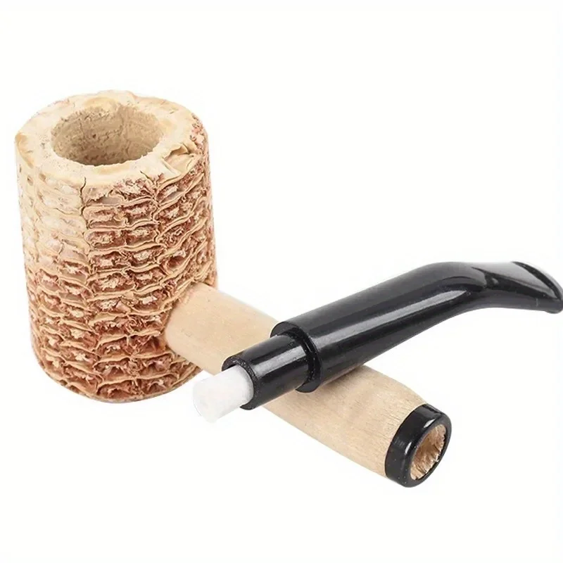 Corncob Pipes Corn Tobacco Pipe Straight Cigarette Pipes Practice Smoking Pipe Smoking Cigarette Holder Mouthpiece Accessory