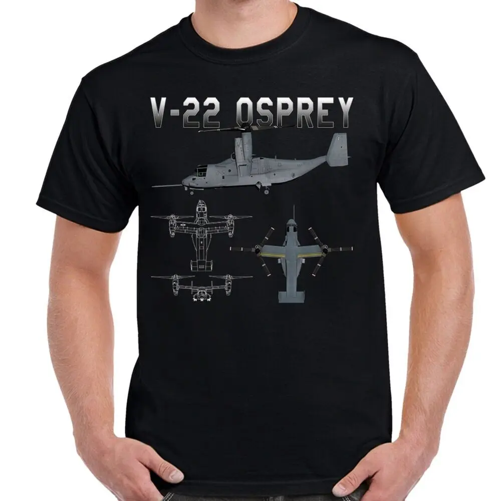 

America V-22 Osprey Tiltrotor Military Aircraft Schematic T-Shirt Short Sleeve Casual 100% Cotton O-Neck Mens T-shirt Size S-3XL