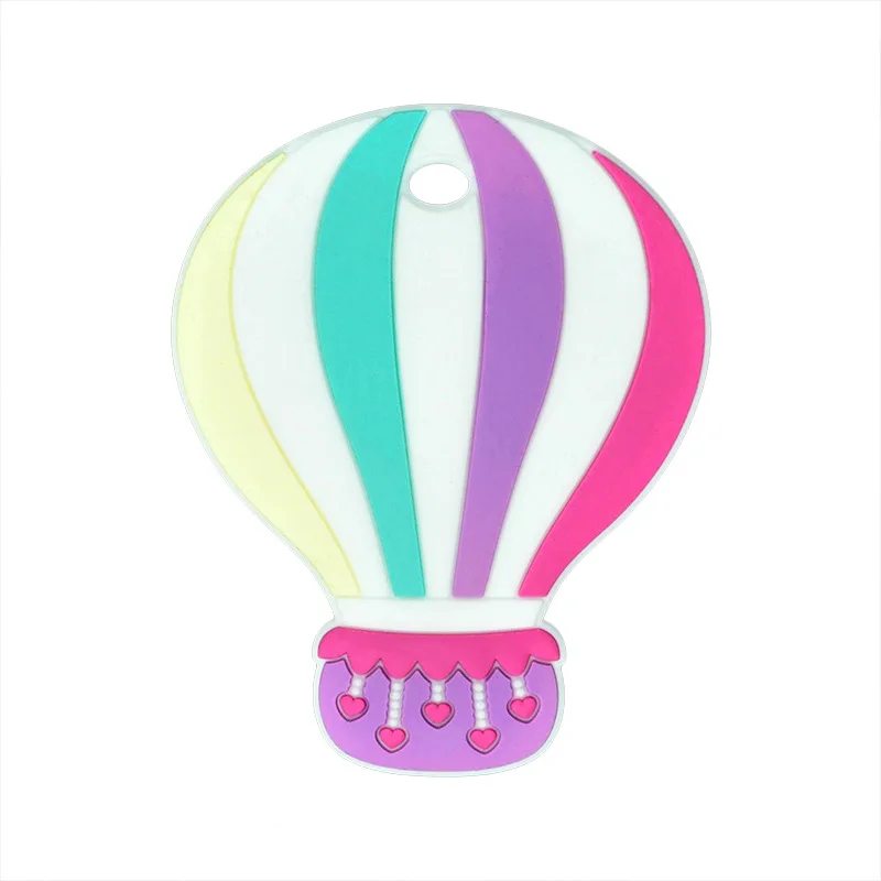 1pc Silicone Teethers Food Grade Tiny Rod Cartoon Hot Air Balloon Colorful Teether DIY Baby Teething Necklace Baby Shower Toys