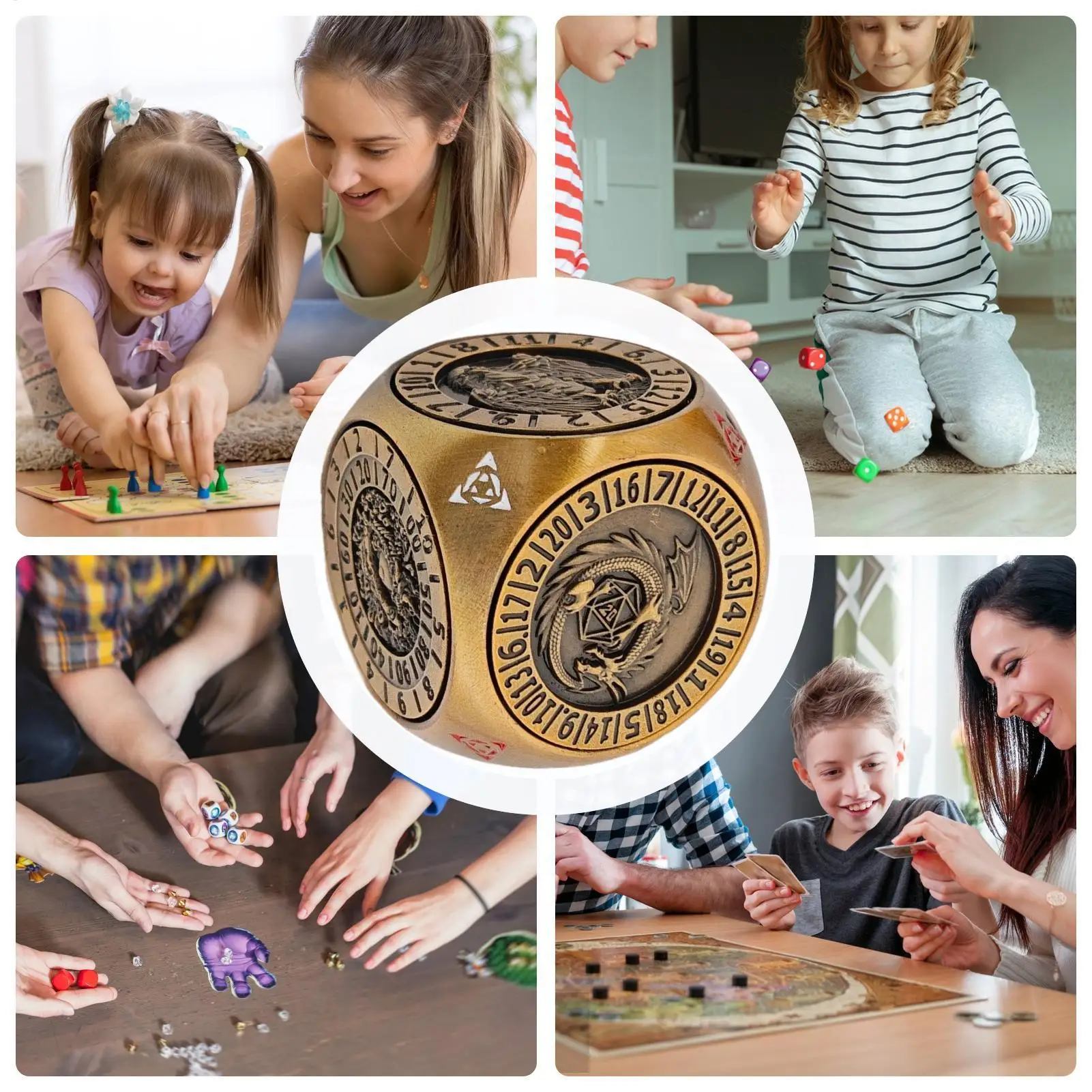 مجموعة نرد دوارة معدنية متعددة السطوح مع صندوق مغناطيسي ملحقات تجميع متعددة الوظائف لشريط المنافسة المنزلي