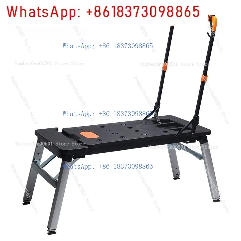 

Multifunction Work Table Stainless Steel Mobile Workstation With Wheels Folding Ladder DIY Work Platform