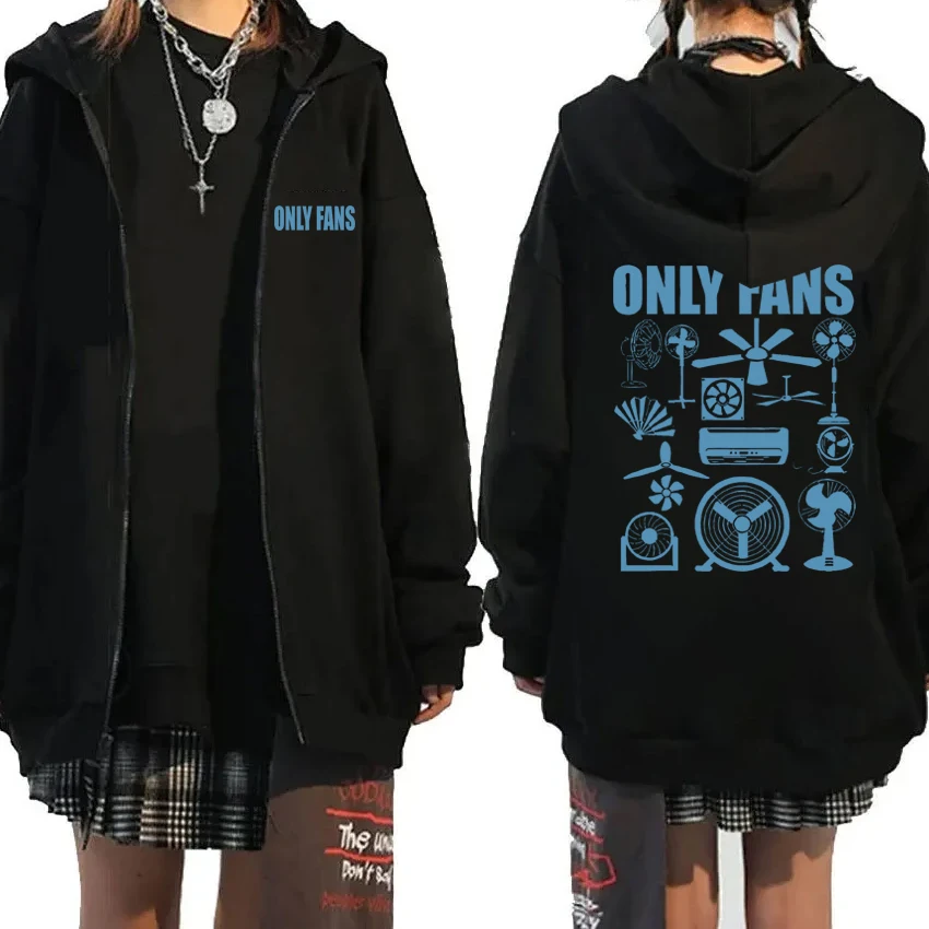 

2025 New in Only Fans Funny Humor Double Sided print Pop Zipper Coat Men women harajuku fashion Hoodie Unisex Fleece Sweatshirt
