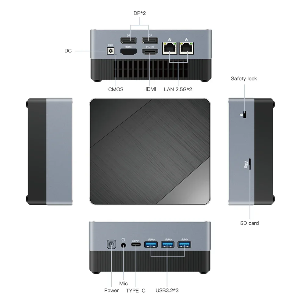 Mini ordinateur de jeu Intel Core i3 115G4 i5 1340P 1335U CPU NUC bureau DDR4 NVMe Mini ordinateur de jeu HDMI VGA quatre affichage