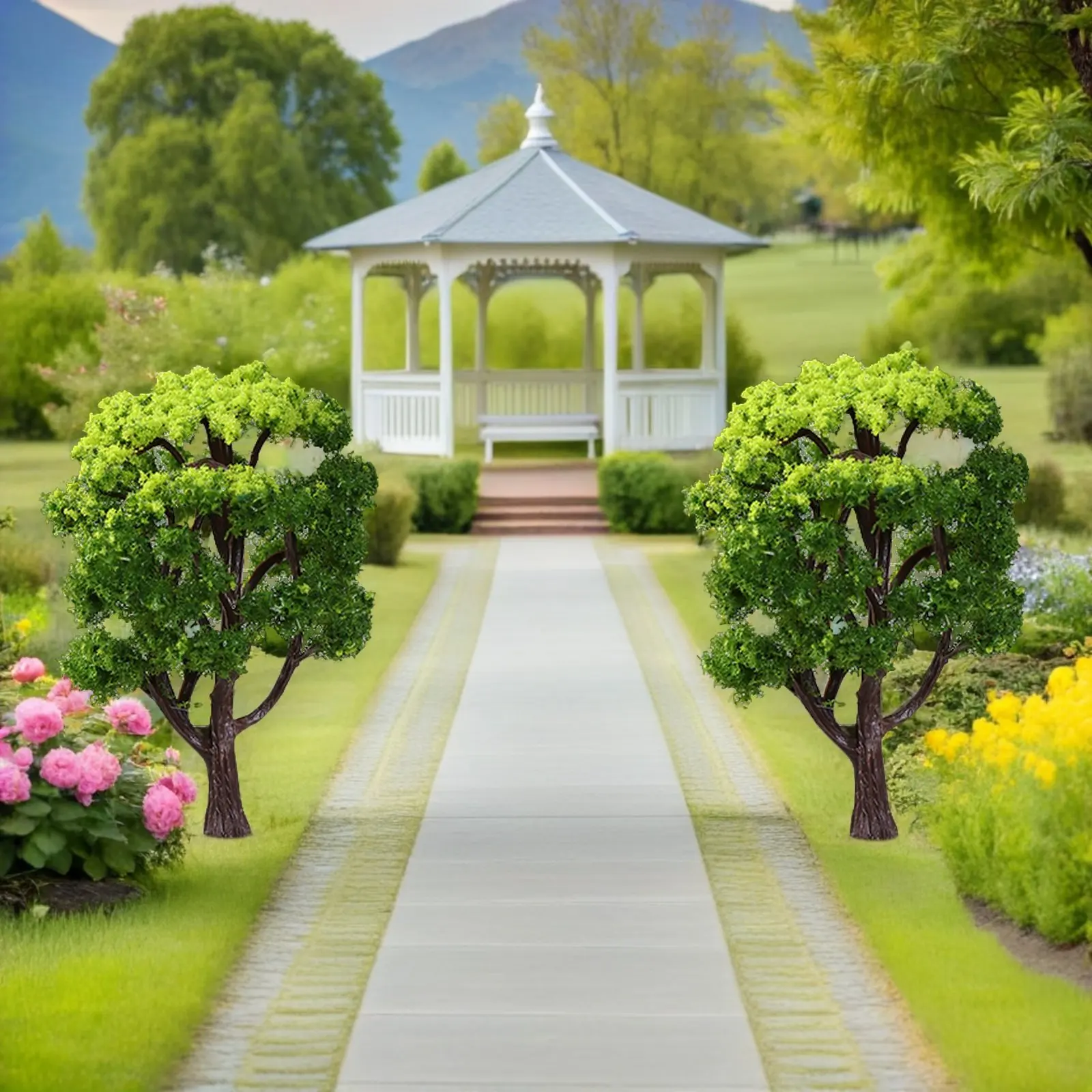 

12Pcs Sand Table Fake Trees :50 -16Cm Plastic Landscape Decor for House Desk Living Room Kitchen Scenery