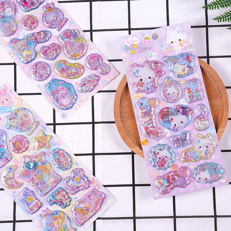 1 stks Kawaii Cartoon Konijn Stickers Met Geurige 3D Sticker Schattige Bunny Decal Dagboek Scrapbooking Briefpapier Sticker