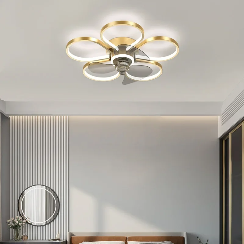 Minimally Designed Bedroom Fan Lamp Nordic Room Ceiling Light Silent Electric Fan Lamp Modern New Style Fan Integrated Lighting