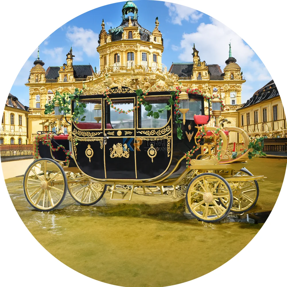 European Royal Family Horse Carriage Electric Cinderella Children Garden Horse Cart Princess Carriage For Sale